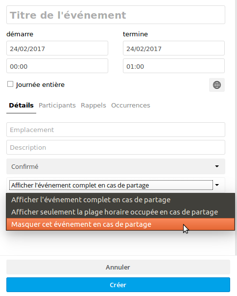 creation evenement
